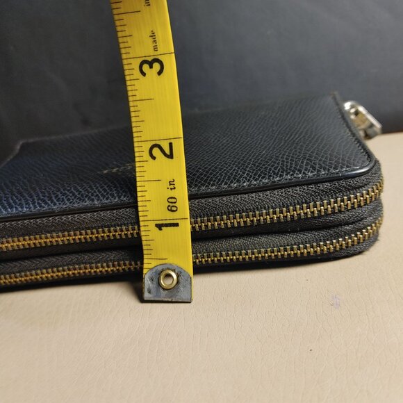 Coach Black Leather Zip Wallet Double Gold Tone Hardware Card Slots ID Window - Picture 4 of 14